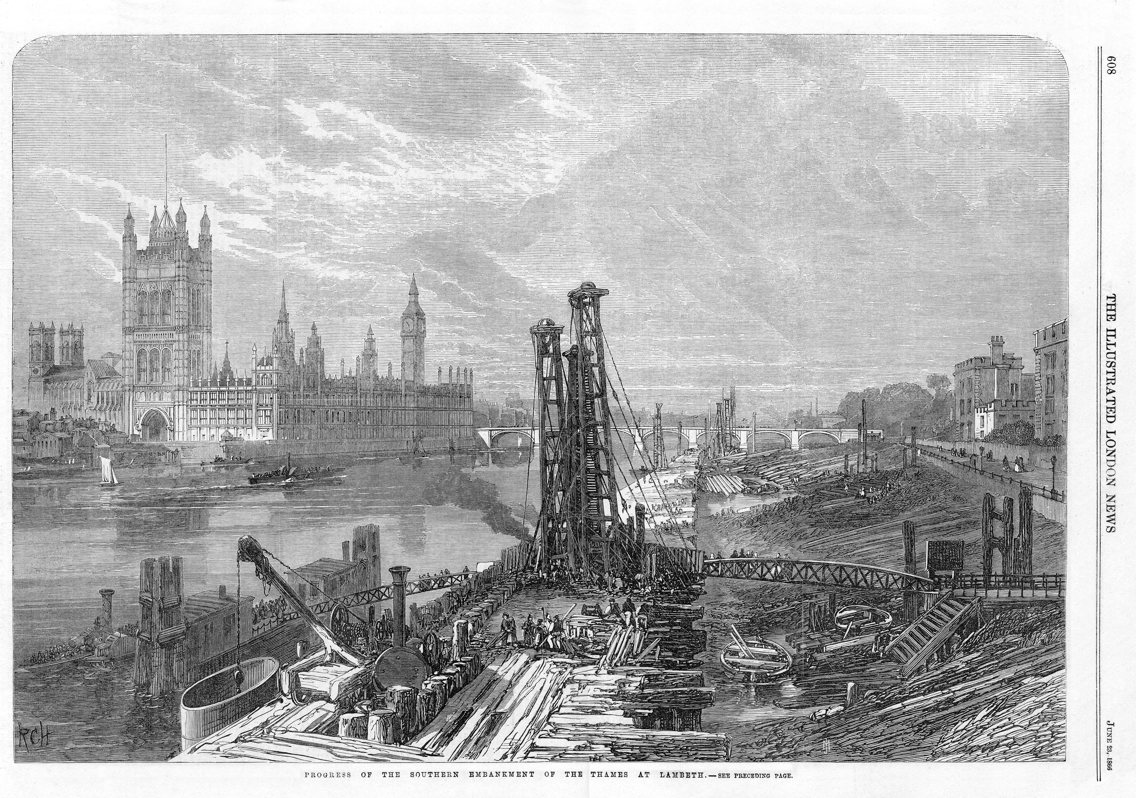London Embankment Albert,river view,prints Illustrated London News